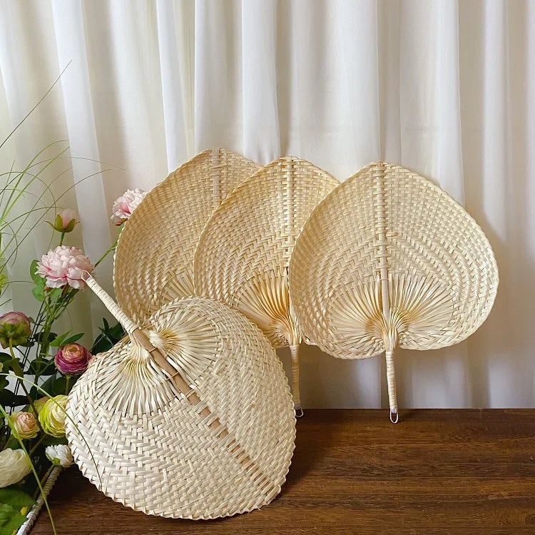 Palm Leaves Fans Handmade Wicker Traditional Chinese Craft Wedding Favor Gifts Hand Natural Color Palm Fan DH945