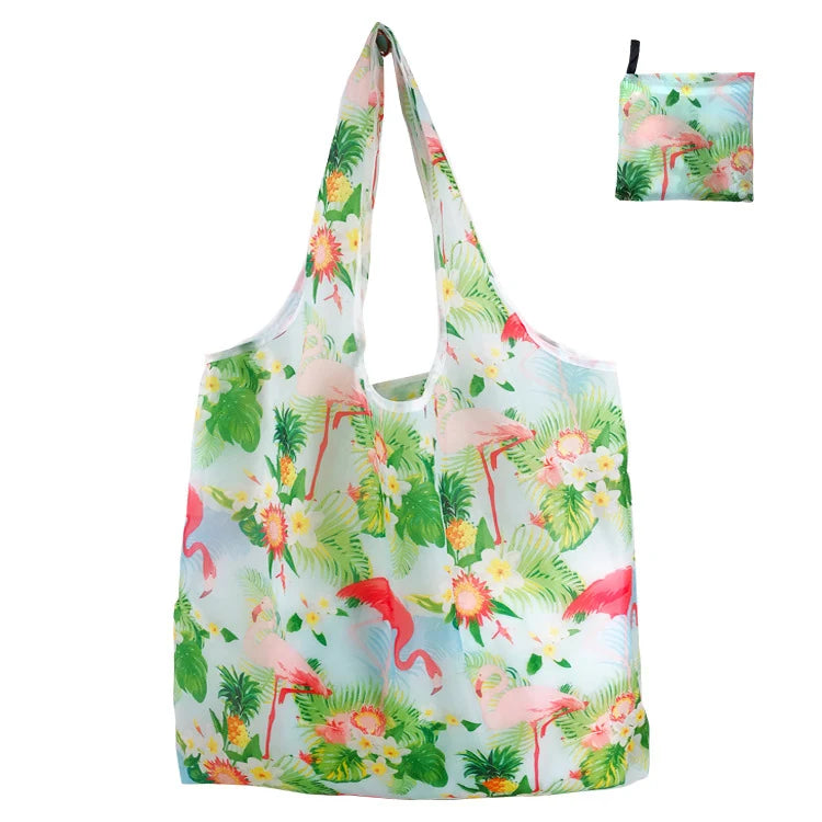 Cheap Customize Animal Prints ECO Ripstop Reusable Foldable Shoulder Handle Pouch Grocery Light Tote Polyester Shopping Bag