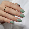 BTArtbox Soft Gel Press on Nail Kit With Glue and Nail File Wholesale Short Oval Solid Color Light Green Press on Nails Tips