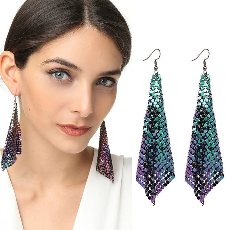SC Hot Sale Bright-colored Aluminium  Drop Earrings Trendy Geometric Square Drop Alloy Earrings for Women
