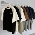 300grams Heavy 100% Cotton Anti-wrinkle Breathable Oversized Contrast Raglan Sleeves Vintage t Shirt for Men