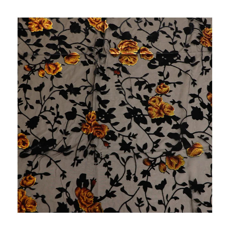 Custom Made Floral Print Velour Viscose Nylon Burnout Velvet Embroidery Dress Fabric