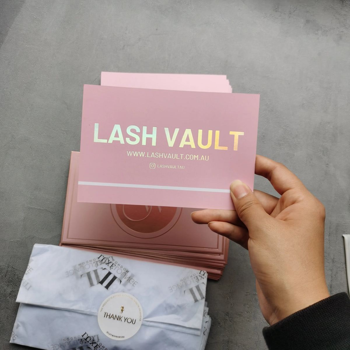 Customized Luxury Thank You Cards Personalized Logo Printed Review Card Silver Foil Small Business Cards
