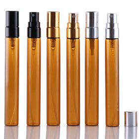 Hot Sale 10ml Refillable Empty Thin Tall Amber Brown Cosmetic Fine Mist Glass Perfume Bottle