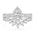 OAHLAN Fashion Jewelry 1.0CT Teardrop Bridal Set Pear Cubic Zirconia Classic Halo CZ Copper Rings for Women Engagement Wedding