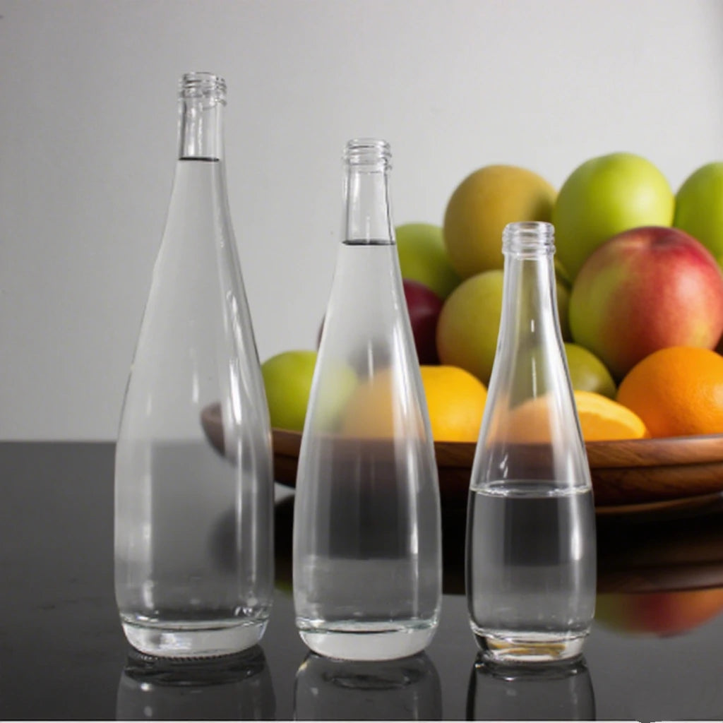 Erlenmeyer Flask Bottle with Aluminum Cap Wholesale 330ml 500ml 750ml Juicy Beverage Mineral Spring Glass Water Bottle Hot Sale