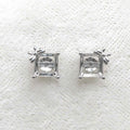 Sterling Silver 6*6mm Semi Mount Stud Earrings Empty Frame Support Blank Setting S925 Base Without Center Stone DIY for Inlay
