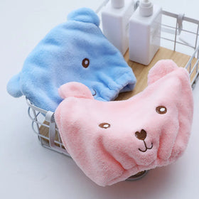 Super Absorbent Children Microfiber Hair Wrap Towels Super Soft Fast Dry High Absorbency Easy to Wear Kids Cartoon Bear Towel