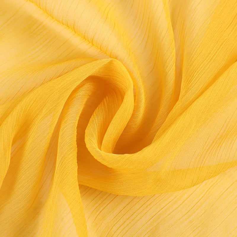 New Fashion White Pink Imitated Silk Transparent Wrinkle Chiffon Crinkle Fabric for Dress Bubble Crepe Pleated Chiffon Fabric