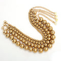Round Ball 10/8/6/4MM Beads Adjustable Bracelet Jewelry 18k Gold Plated Stainless Steel Beaded Bracelet