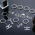 Personalized Stainless Steel Heart Butterfly Crown Customized Name Pendant Keychain