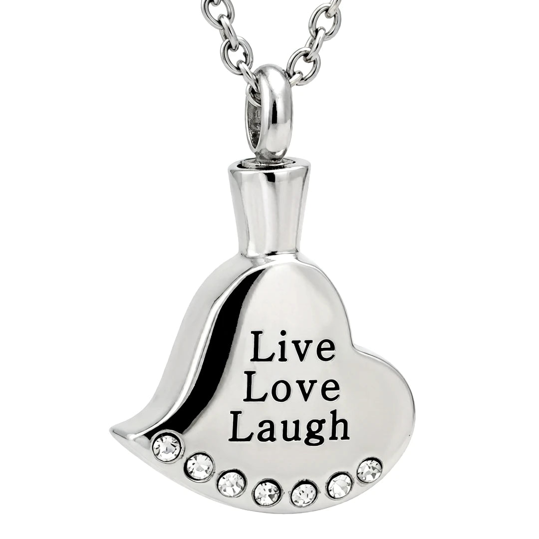 Crystal Water Drop Heart Urn Stainless Steel Silver Plated Memorial Ash Keepsake Cremation Pendant Holder Necklace for Children