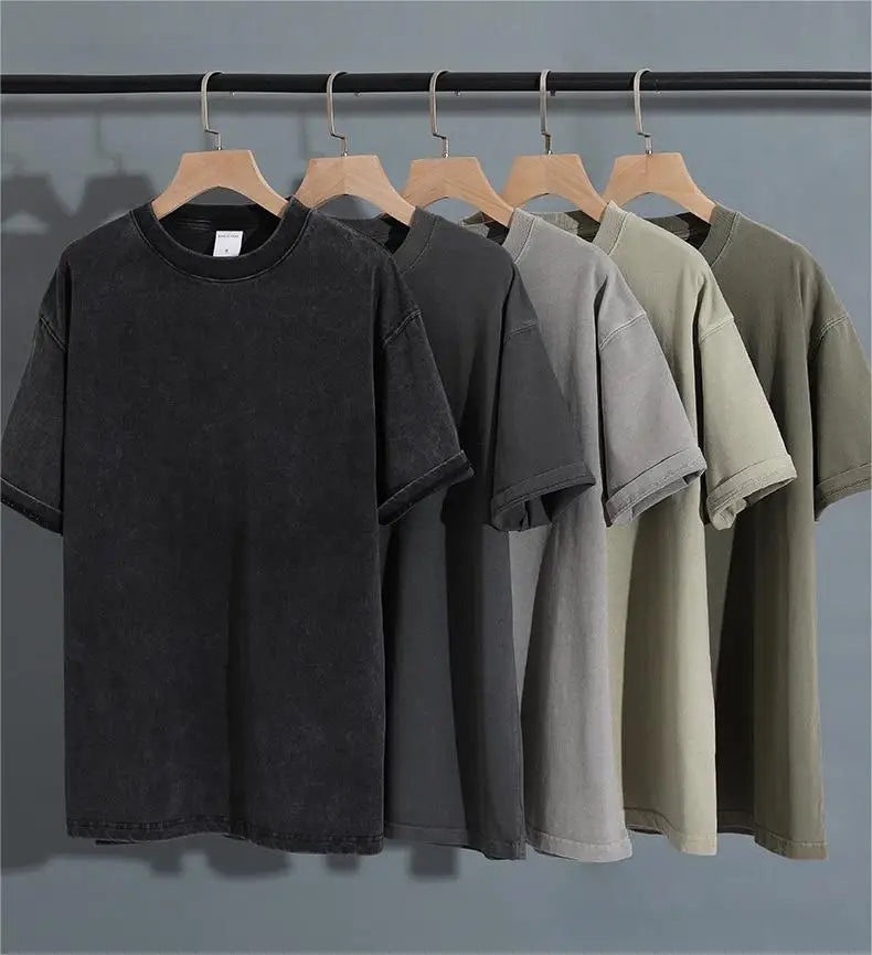 Wholesale 100% Cotton 280g Gsm Oversized Unisex Tshirt for Streetwear Solid Pattern Digital Printing Custom Man T-shirts