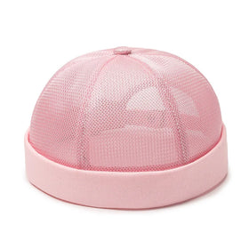 Unisex Mesh Docker Cap Rolled Cuff Breathable Brimless Skullcap Beanie Adjustable Hip Hop Hat
