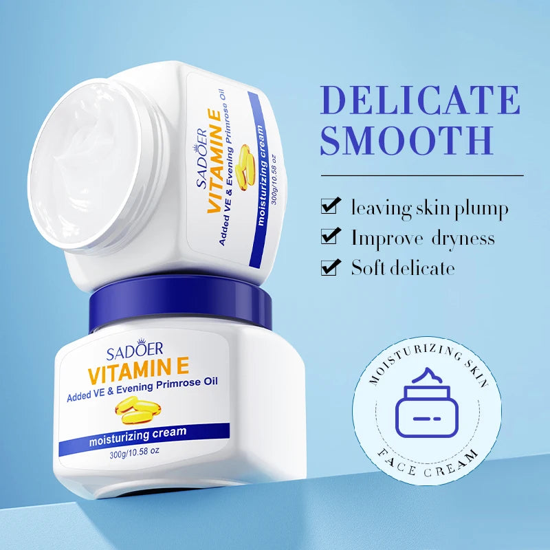 300g SADOER Day and Night Evening Primrose Oil Vitamin E Cream Nourishing Beauty Face Cream for Lady