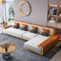 Luxury Modern Design Antique Living Room Furniture Stainless Steel Frame White and Black Leather Sofa Set From China