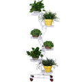 Multi-Layer Wheeled Space Flower Pot Rack for Garden Home Powder Coated Climbing Vine Rack Art Decor for Balcony Living Room