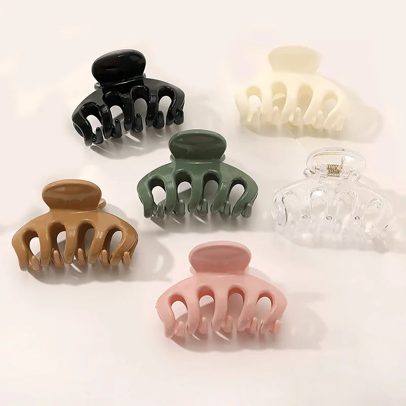 Korean Morandi Glossy Matte Hair Clip Claw Girls Simple Shark Hair Clip Ladies Medium/mini Plastic Hair Claw Clips