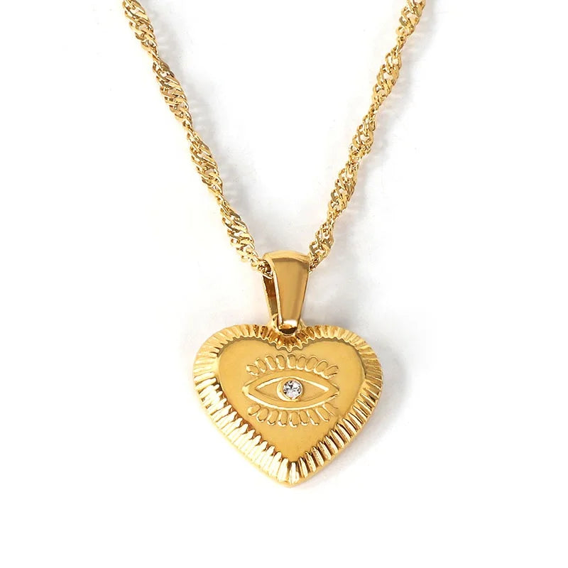 Wholesale Custom Stainless Steel Women Jewelry 18K Gold Plated Heart Charm Pendant Devil Necklace