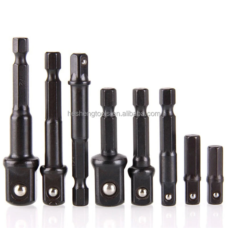 8pcs Hex Shank 1/4" 3/8" 1/2"Sockets Chrome Vanadium Socket Adapter Set Drill Bits for Bar Power Tools Adapter