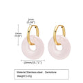 Three Colours Non Tarnish Stainless Steel Earrings Womens Circle Hoop Gemstone Earrings Trendy Jewelry