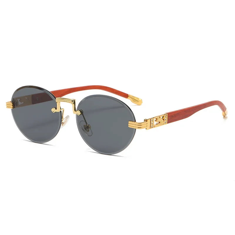 GWTNN OEM Gafas De Sol Redondas Transparetnes Rimless Metal Frame Round Sunglass