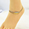 18K Gold Plated Stainless Steel Zodiac Anklet Personalized Name Jewelry for Parties