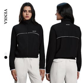 New Fashion Slimming Fit Light Weight Polyester Stand Collar Women's Autumn Full Zipper Sports Jacket for Gym Running