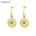 SP-LAM Luxury Woman Big Round Long Stud Earing Jewelry Jewelry Turquoise Earrings