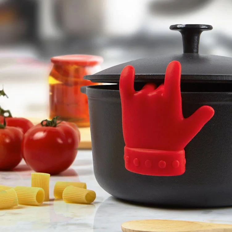 Finger Shape Silicone Spoon Holder Eco-Friendly Stove Organizer Steam Releaser Kitchen Tools Spoon Rest Pot Strainer Clip