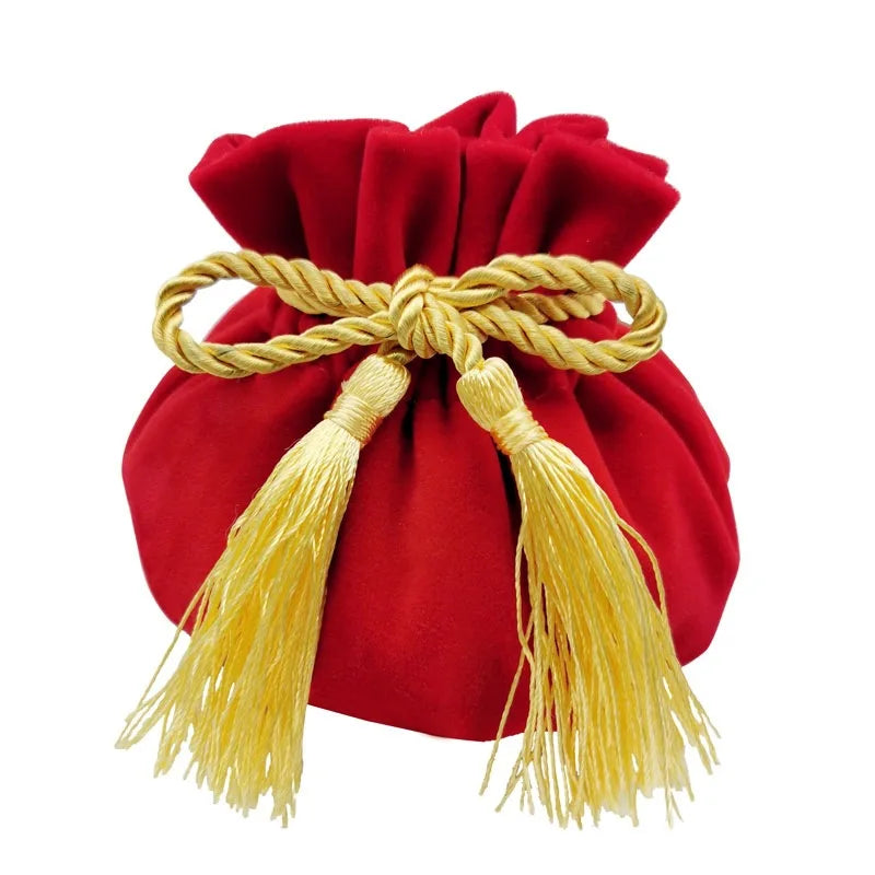 Custom Fashion Jewelry Gift Bag Velvet Cylinder Boutique Small Gift Bags Custom Logo Velvet Drawstring Pouches