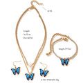 Hot Selling Classic Gold Plated 3-Piece Butterfly Pendant Jewelry Set Women Earrings Pearl Necklace Zircon Bracelet Wedding MegaBDM