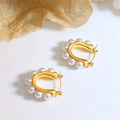 Vintage Jewelry 18k Gold Silver Plated Stainless Steel U Shape Twist Simulated Pearls Hoop Earrings for Woman