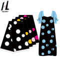 Henry New Black Background & Large and Small Polka Dot Design Printed Fabric for Polyester Garments