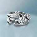 CAOSHI Launched Silver Rings Stretching Cat Simulation Cute Animal Ring Girls Novel Design Dainty Anillos Cat Silver Lovely Ring