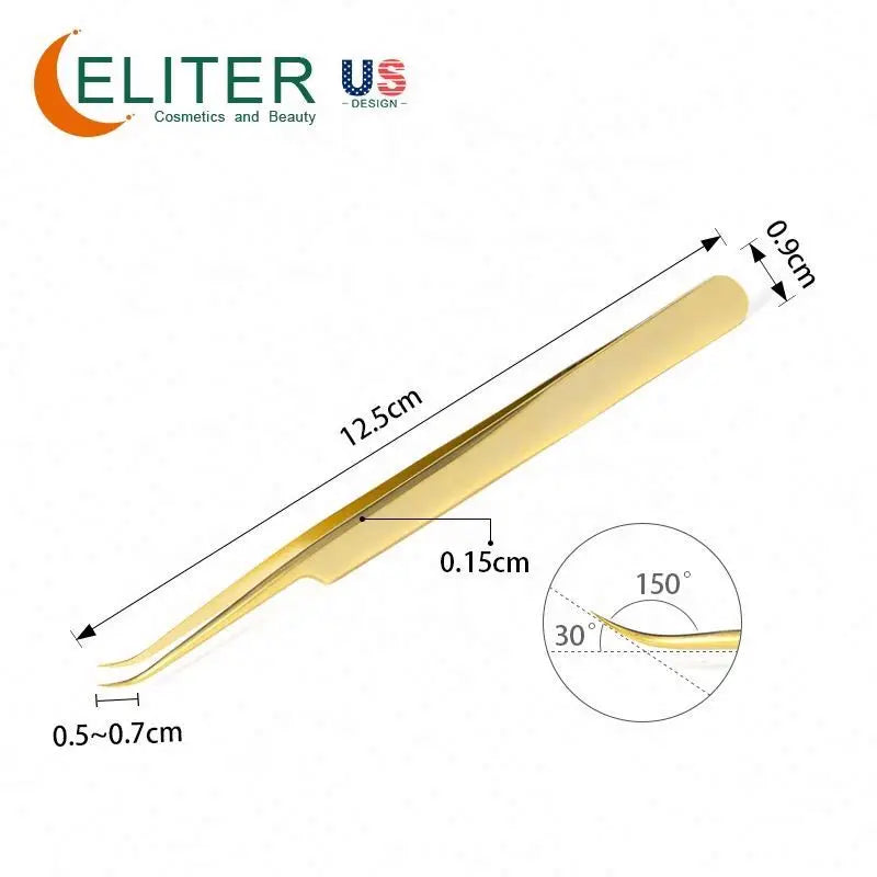 ELITER Hot Sell in Stock Eyelash Tweezer Extensible Volume Tweezer Eyelash Extensible Tweezer Custom