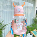 600ml Kids Eco-Friendly Minimalist Plastic Leakproof Straw Water Bottle for School Use