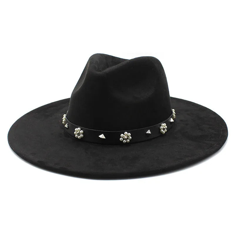 Wholesale in Stock Wide Brim Fedora Hats Autumn Winter Vegan Suede Fedora Hat for Women