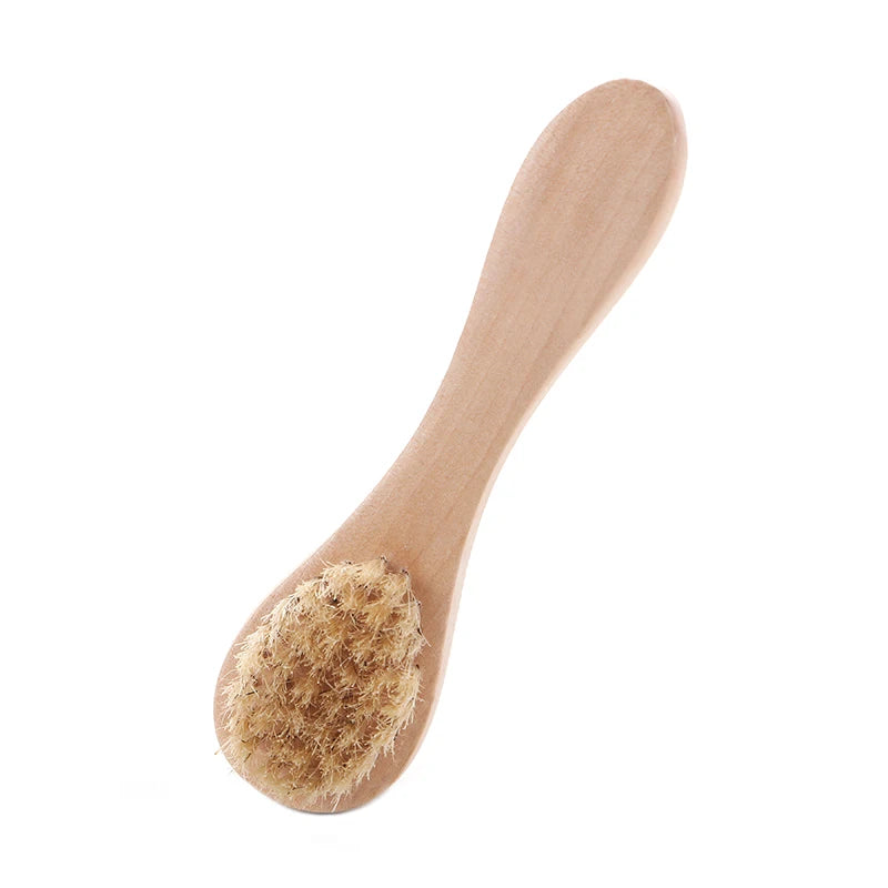 Natural Bristle Wooden Handle Facial Cleanser Eliminating Blackheads Nose Scubber Exfoliating Facial Brush