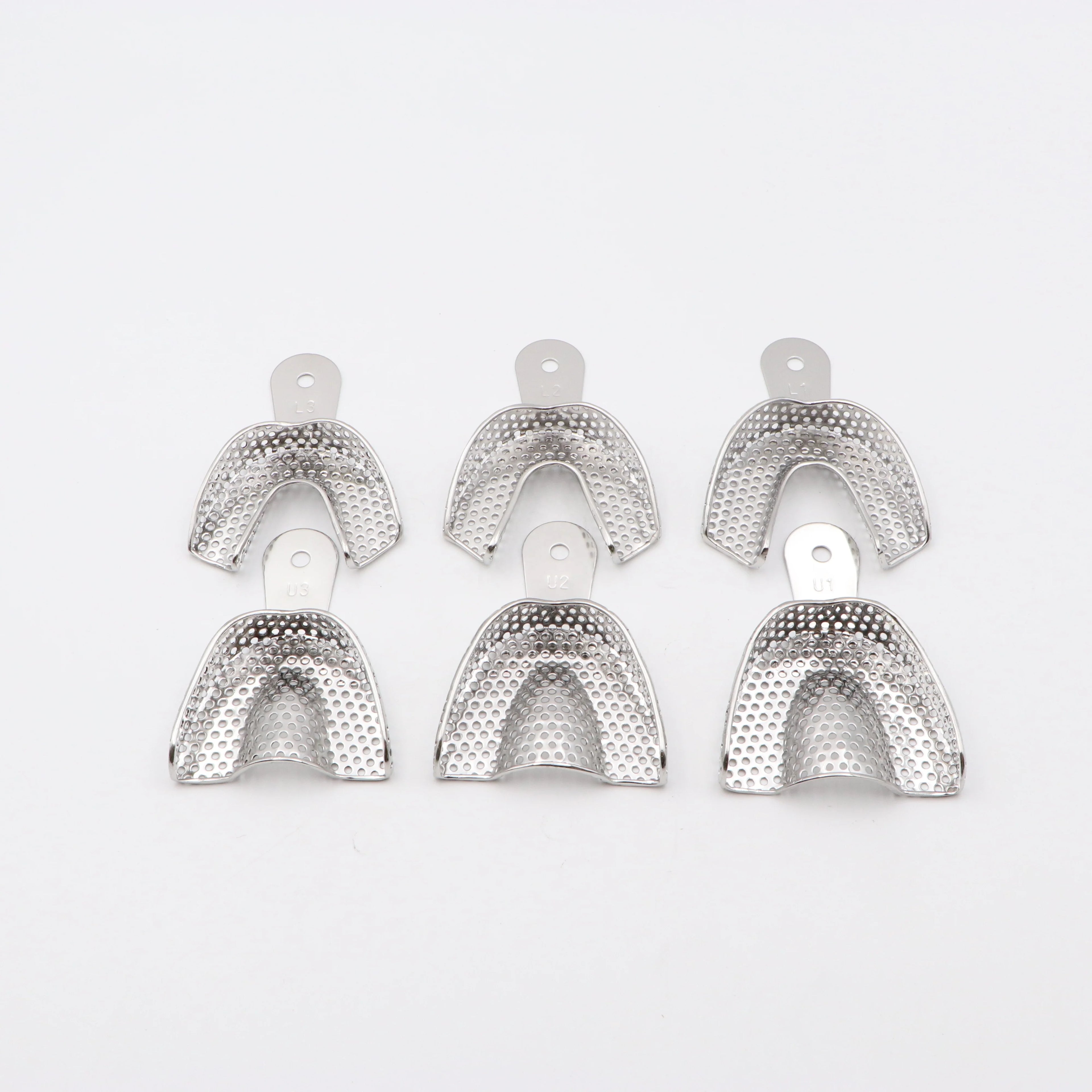 Dental Lab Instrument Autoclavable Teeth Mold Kit Stainless Steel Dental Impression Putty Trays 6PCS