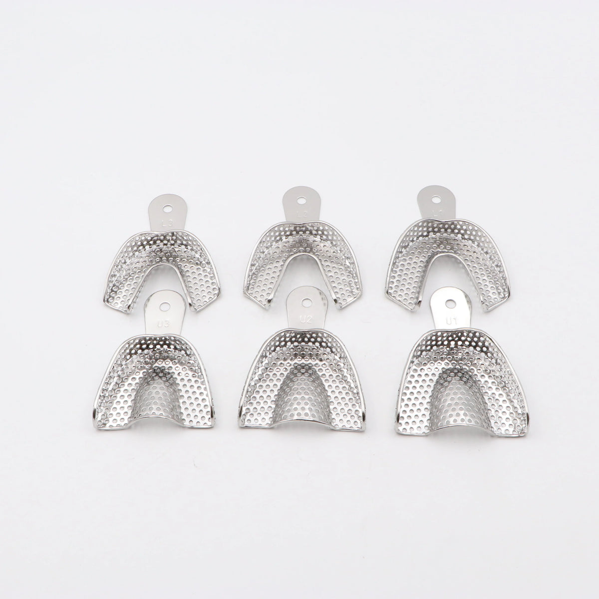 Dental Lab Instrument Autoclavable Teeth Mold Kit Stainless Steel Dental Impression Putty Trays 6PCS