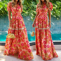 Summer Floral Dress Women Beach Dress Print Elegant Loose 2025 Women's Casual Colorful Maxi Summer Cotton Natural OEM Service