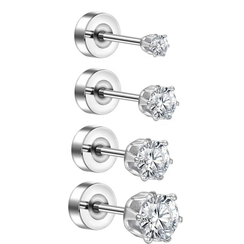 20G Cartilage Tragus Helix Piercing Jewelry Earring Studs for Women Stainless Steel Screw Back Stud Earrings