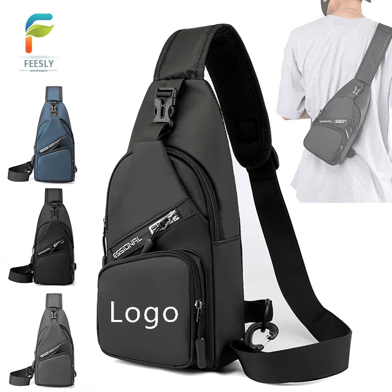 Men Chest Bags Casual Sports Luxury Manufacturers Cross Body Zipper Softback Sling Bags Custom logo Small Bag for Men
