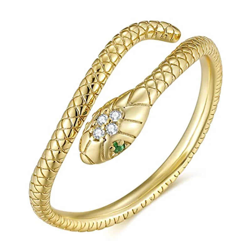 Wholesale brand Brass snake ring with  real gold jewelry and zircon