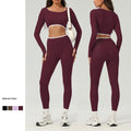 Naked Speed Drying Running Fitness Set Tight Long Sleeve Top High Waist Hip Lifting Yoga Pants Set for Women