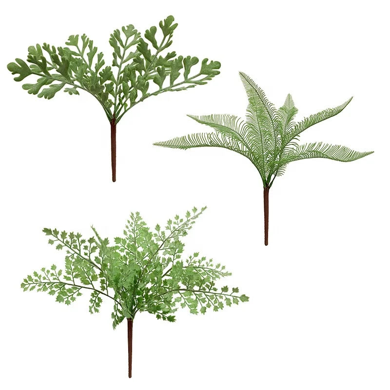 Bulk Sale Real Touch 7 Forks Fern Plants Artificial Green Plant for Grass Wall Decoration