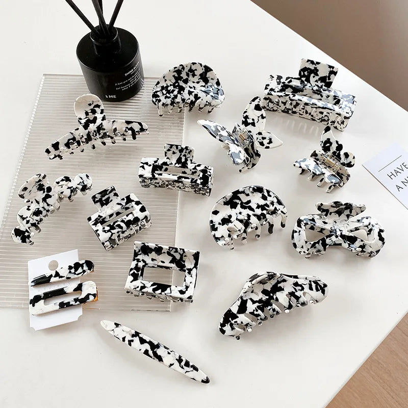 DOWELL Korean Cow Color Series Suit Clip Acetate Hair Claw Clips Set
