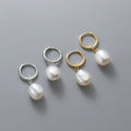 Fashion Jewelry 925 Sterling Silver Irregular Real Baroque Pearls Natural Fresh Water Pearl 18K Gold Plated Hoop Earrings Women