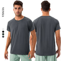 Training Fitness Clothing Men Nylon Breathable Quick-Dry Top Neck Loose Sports Shirts Running Basketball Workout T Shirt for Men